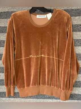 Vintage 80’s Sonia Rykiel Stormy Weather Brown Velour Sweatshirt Large EUC